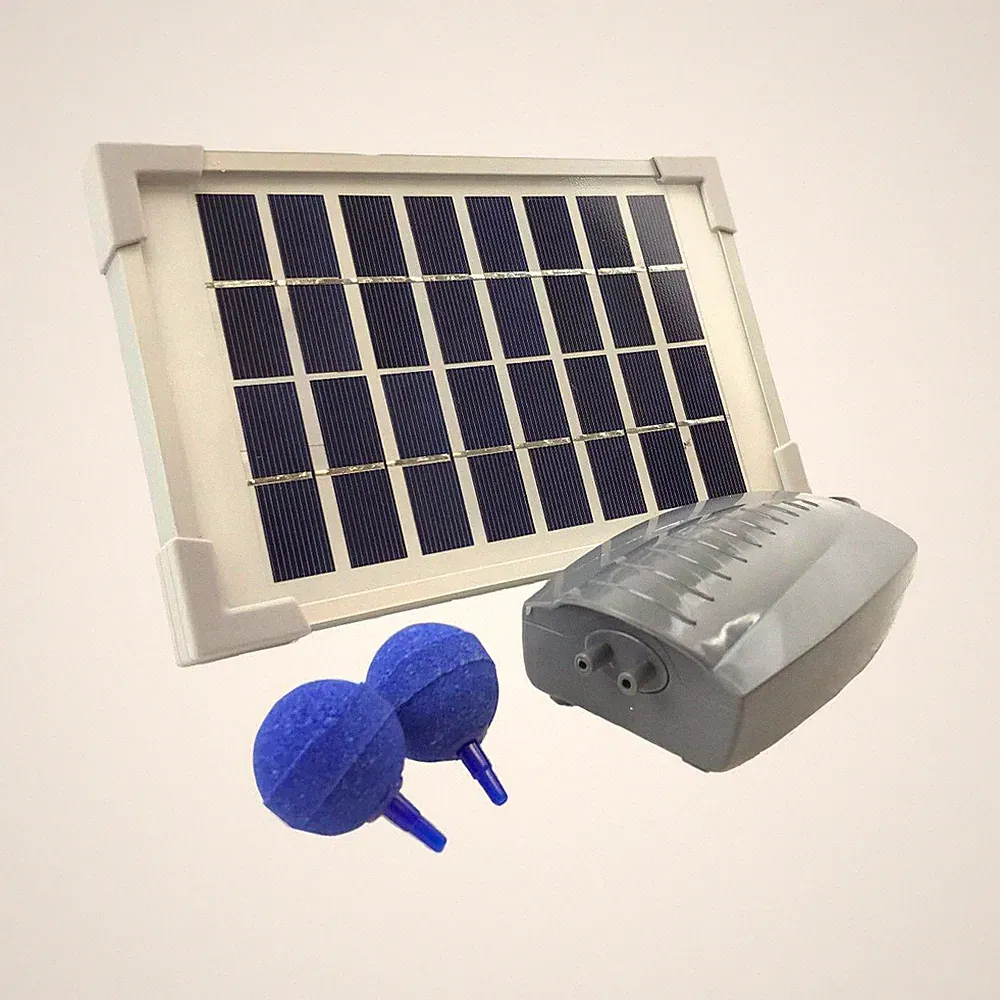 AEO Solar Powered Air Pump Kit: two Airing Stone, 3LPM Air Pump&2.5W Solar Panel