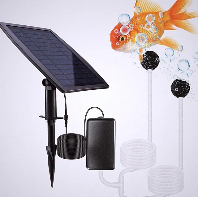 Lewisia Solar Air Pump Kit with Air Hoses and Bubble Stones 3 Working Modes Pond