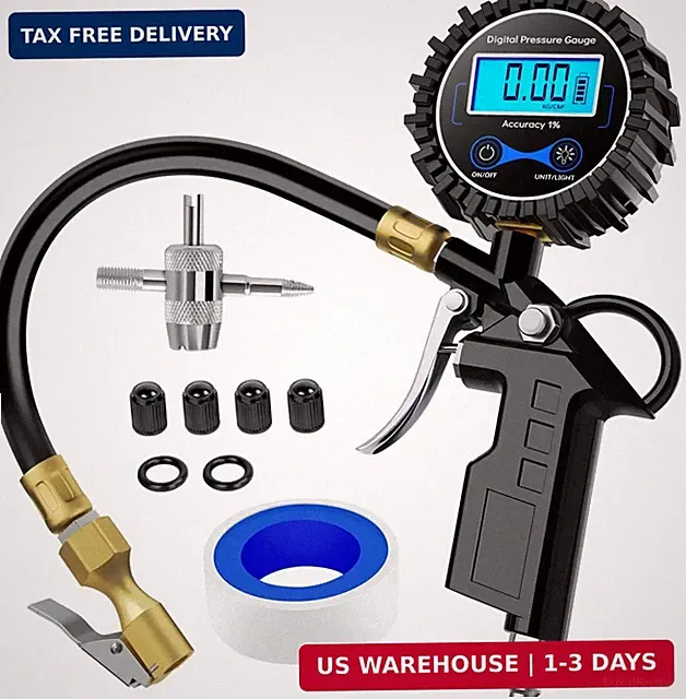 Nilight 50026R Digital Tire Inflator Pressure Gauge,250 PSI Air Chuck and Compre