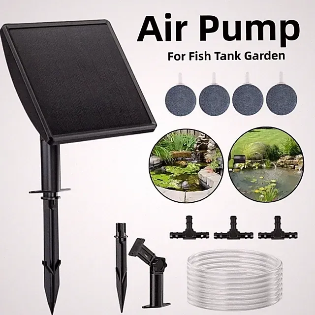 Solar aerator, solar air pump -2000mAh solar pond pump, equipped with 4 bubble