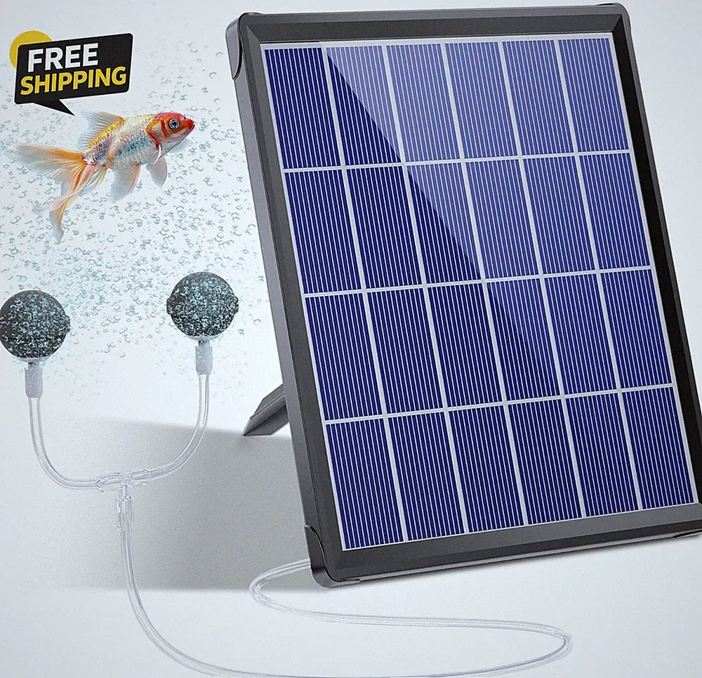 Solar Pond Aerator with Battery Backup, Portable Design Solar Air Pump